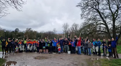 People doing a river clean up in Europe 