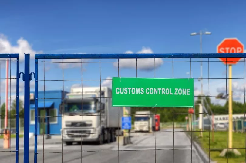 Truck in a customs control zone