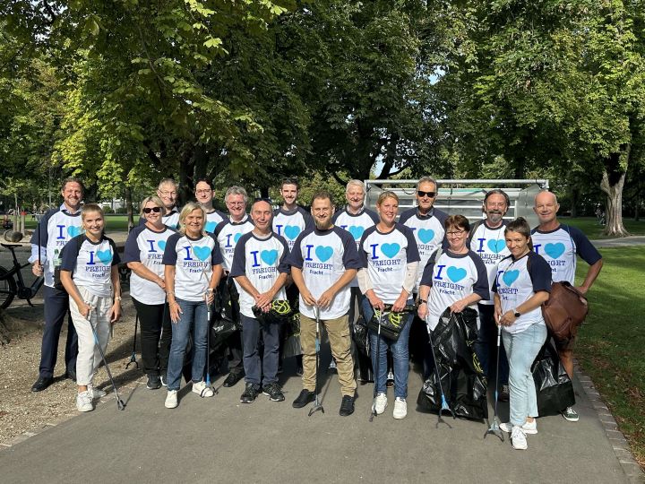 Group of Fracht employees outside