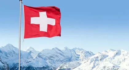 Swiss Alps with Switzerland flag