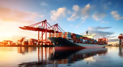 Freight Container on water at the port