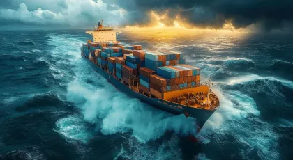 Ship on stormy sea