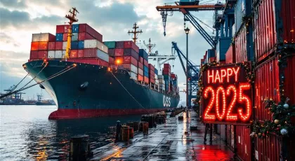 Ship at port on New Years