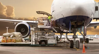 Cargo plane being loaded with freight