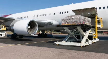 Cargo being loaded into plane