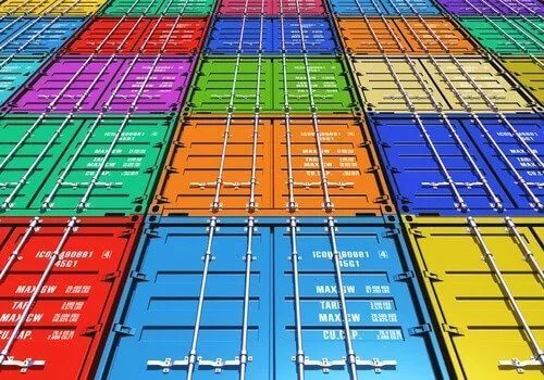 Colorful freight containers