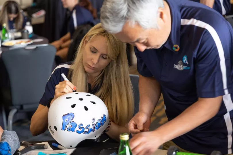 Two Fracht employees working on a project together