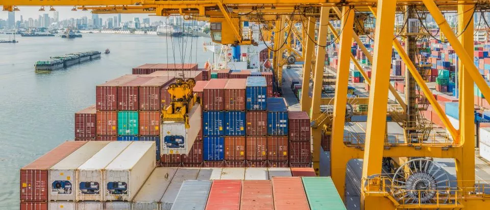 Shipping containers on a dock