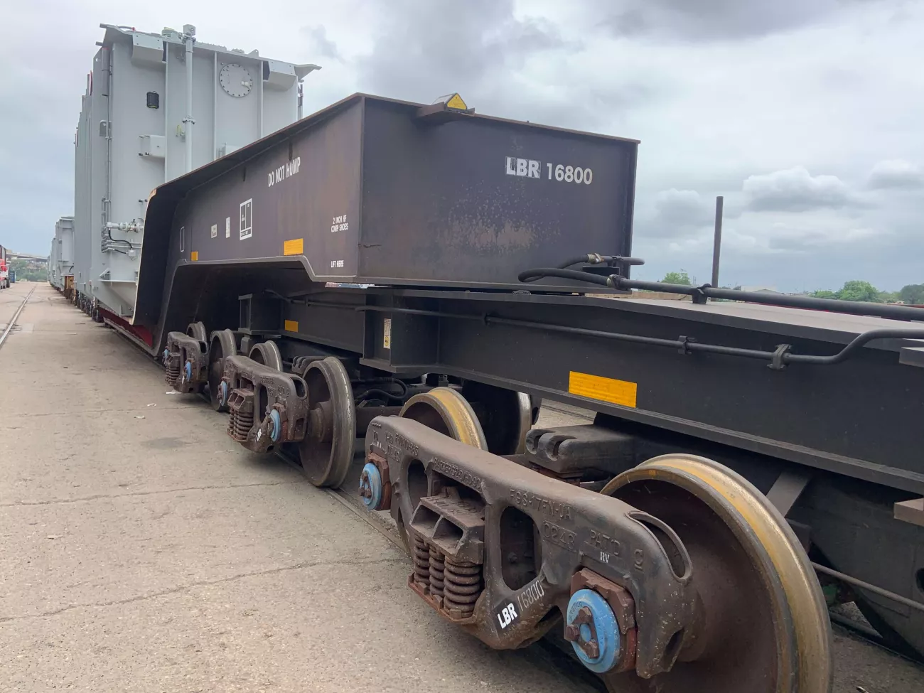 Train bed with cargo on it