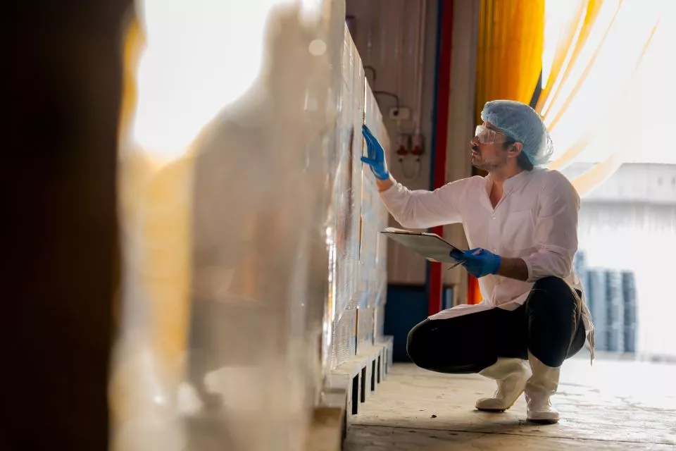 Employee analyzing freight items