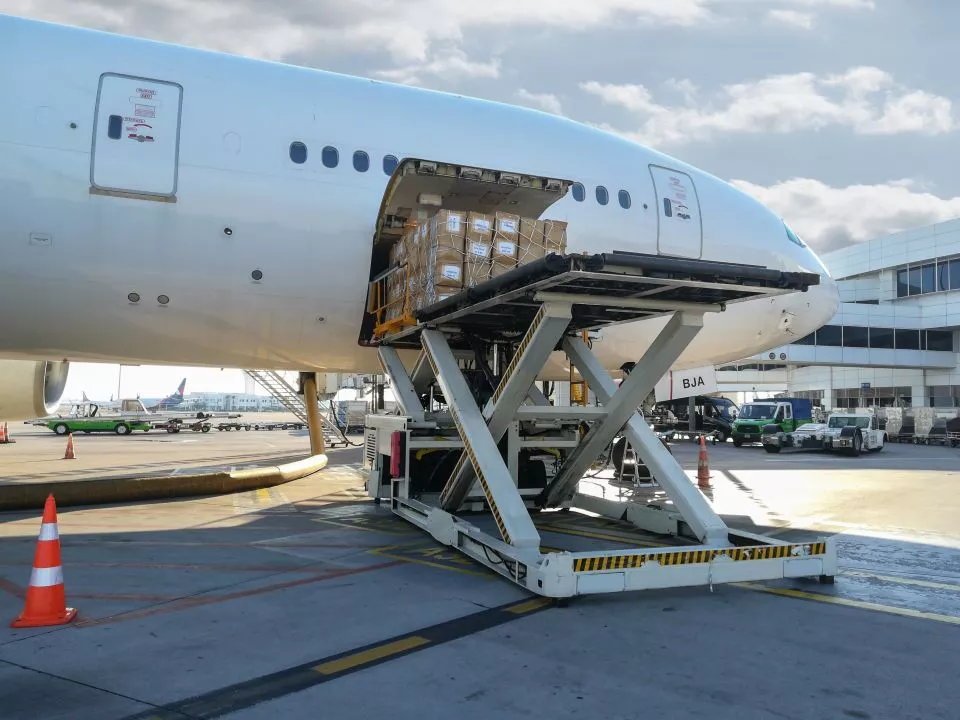 Plane loading or unloading freight items