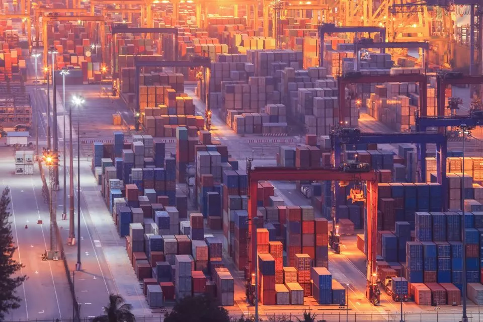 Overhead view of shipping site