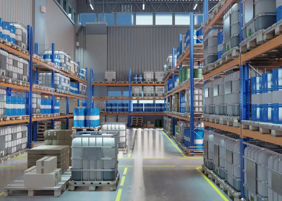 Inside of a warehouse with materials