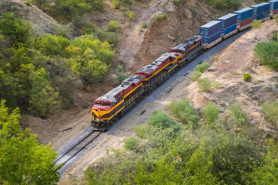 Freight train operating in remote location
