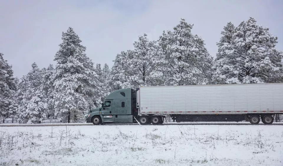 Freight truck in the snow