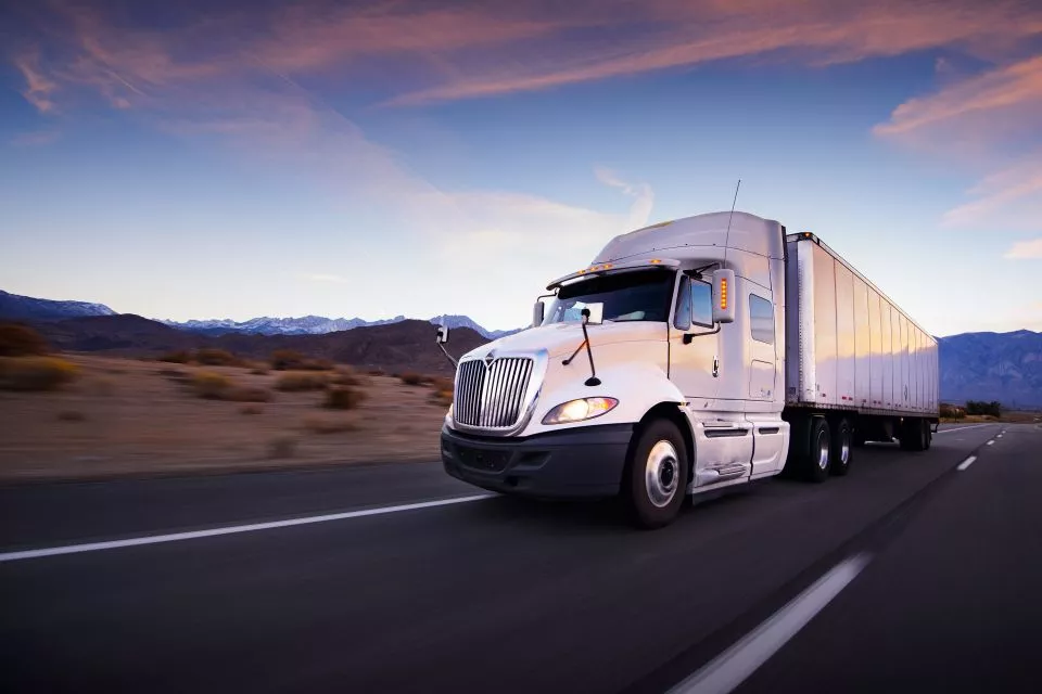 Freight truck on an open road