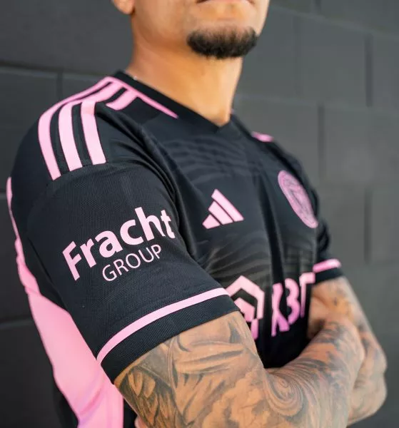 Fracht Group logo on sleeve of IMCF jersey