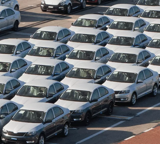 Multiple cars lined up in a row