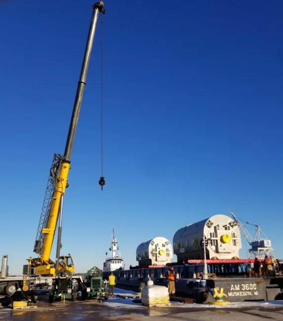 Equipment preparing to move heavy freight