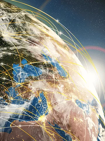 Earth with logistics routes