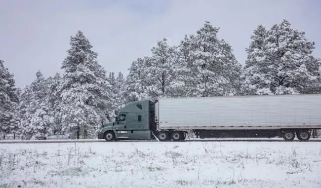 Freight truck in the snow